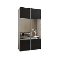 SCHWEBETÜRENSCHRANK 245,5/140/64 2-türig - Silberfarben/Schwarz, Holz/Metall (140/245/64cm) - Abiks Möbel