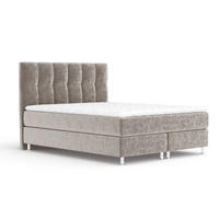 BOXSPRINGBETT Elisio Taupe 180/200 cm mit Latex-Topper - Taupe/Silberfarben, Holz/Holzwerkstoff (180/200cm) - Maison de Reve