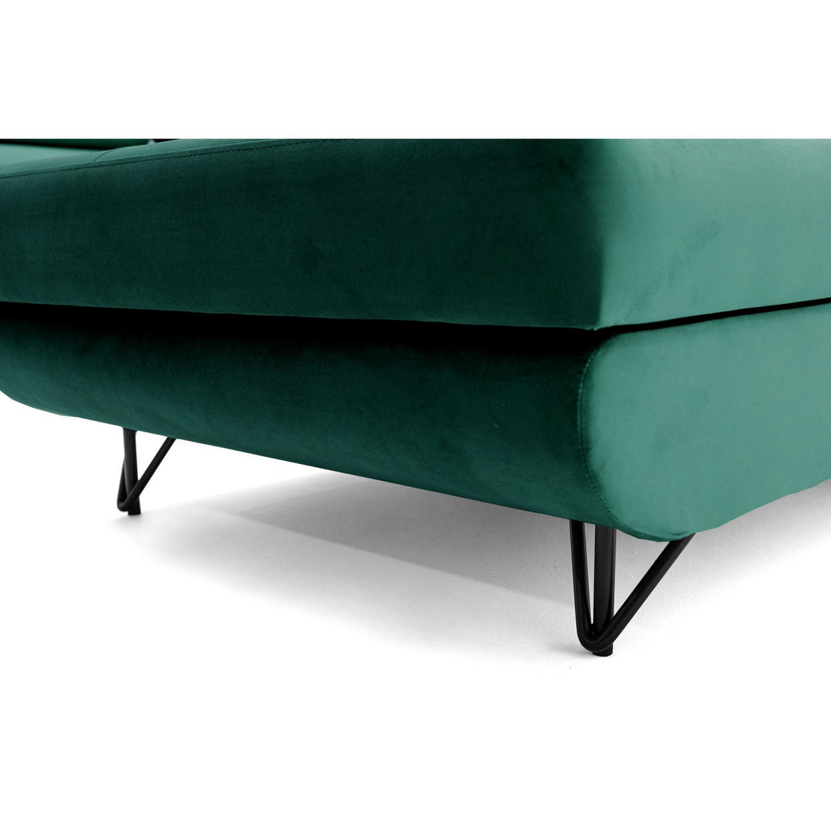 ECKSOFA U-Form JUNIOR U Links mit Schlaffunktion 128x254 Velours Dunkelgrün - Dunkelgrün/Schwarz, Holz/Textil (323/90/184cm) - Muffo
