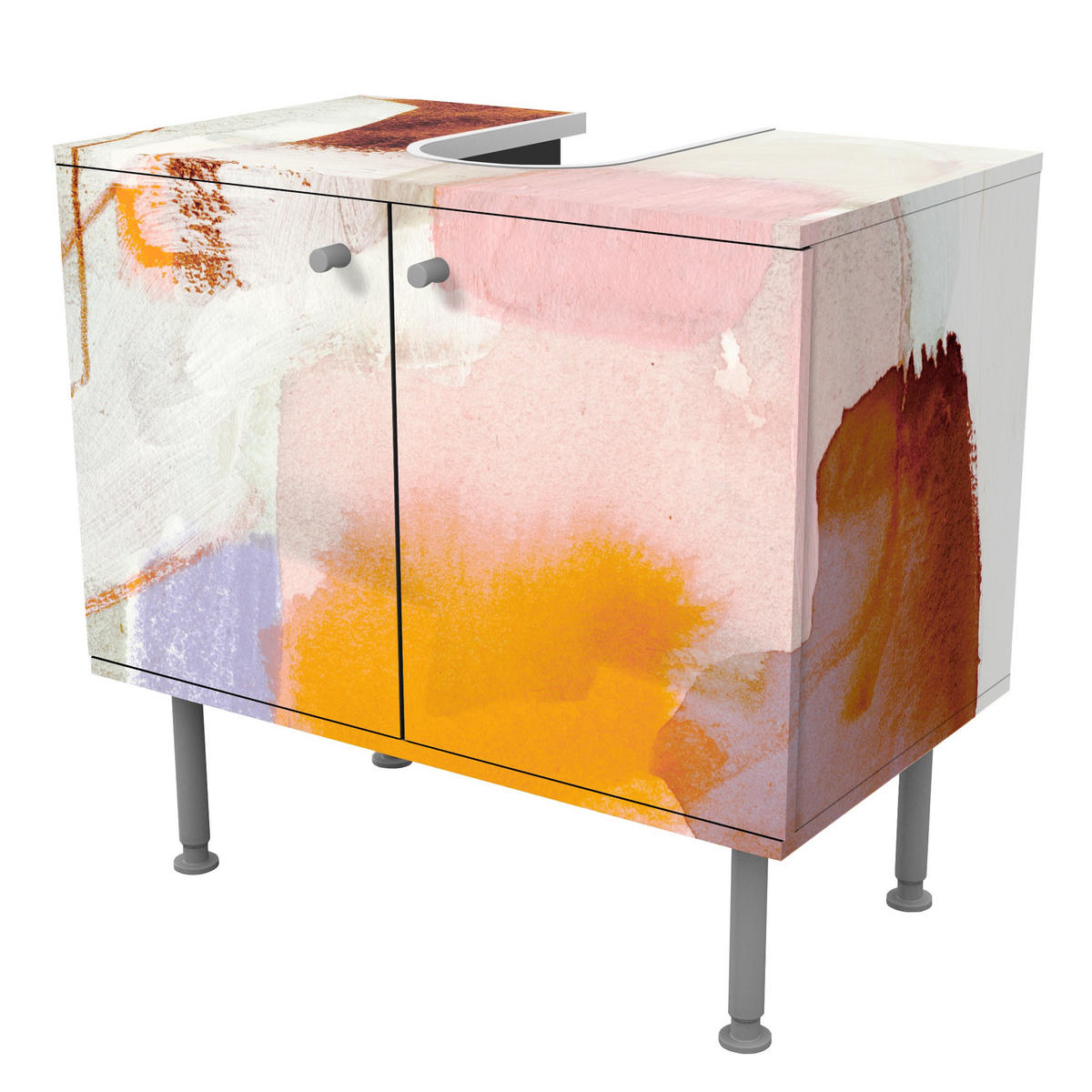 WASCHBECKENUNTERSCHRANK Ravel I 60/55/35 cm - Orange, Holzwerkstoff (60/55/35cm) - Bilderwelten