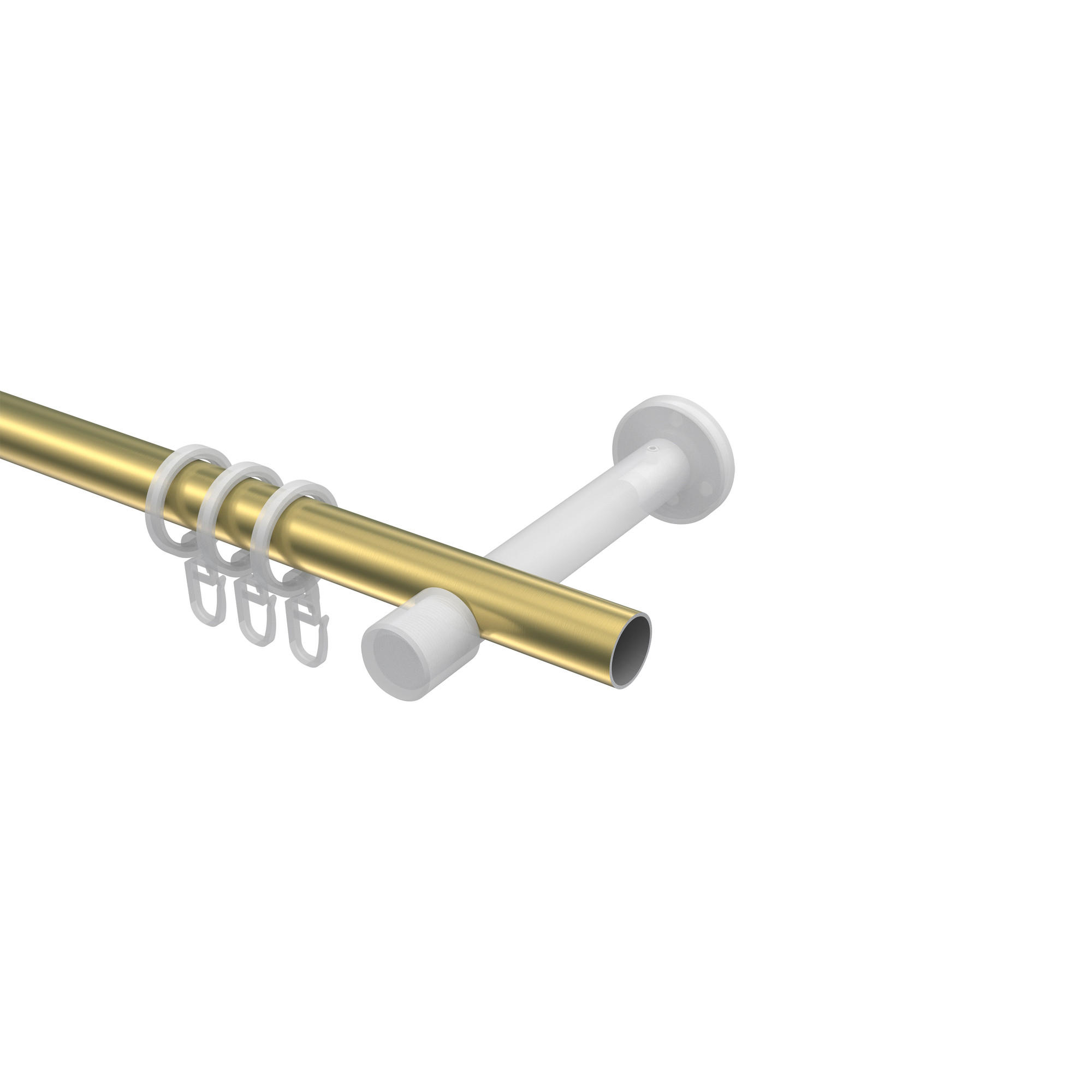 GARDINENSTANGE Prestige Santo 360 cm (geteilt in 2 x 180 cm), 1-läufig, 20 mm Ø Messing-Optik - Messingfarben, Metall (360cm) - INTERDECO