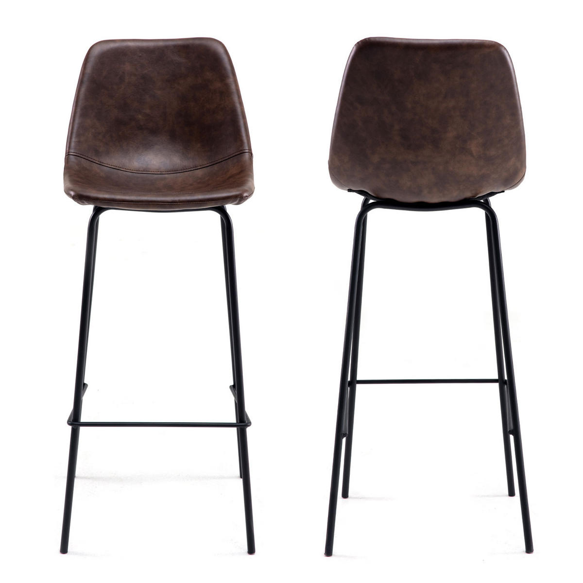 BARHOCKER Lucien Braun Sitzhöhe 75cm 2er-Set - Braun, Kunststoff (43/104/49cm) - Happy Garden