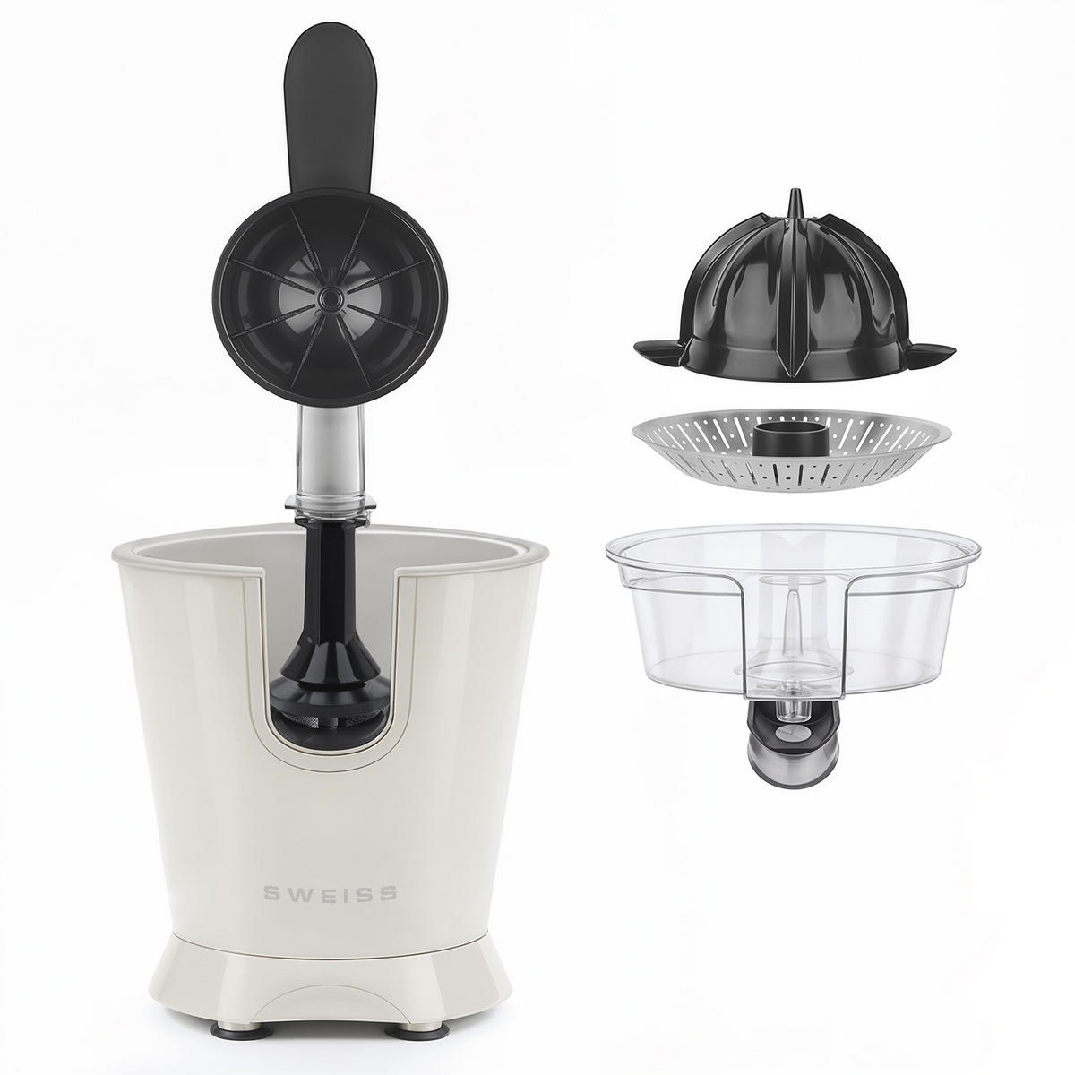 ZITRUSPRESSE ZEST8 Beige, tropffreier Ausgießer, leistungsstarker Gelenkarm, 160 W - Beige, Metall (18.5/29/25cm) - SWEISS