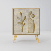 SIDEBOARD SAND SCULPTURES, Eichefarben, 57,5x42x75,5 cm, Goldfarbene Metallfüße - Eichefarben/Goldfarben, Holzwerkstoff/Metall (57.5/75.5/42cm) - SpaceRebels