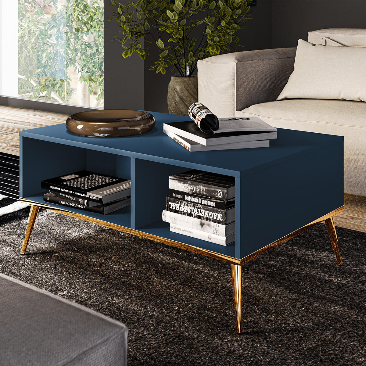 COUCHTISCH Thalia Blau - Blau, Holzwerkstoff (60/90/42cm) - Petits-meubles