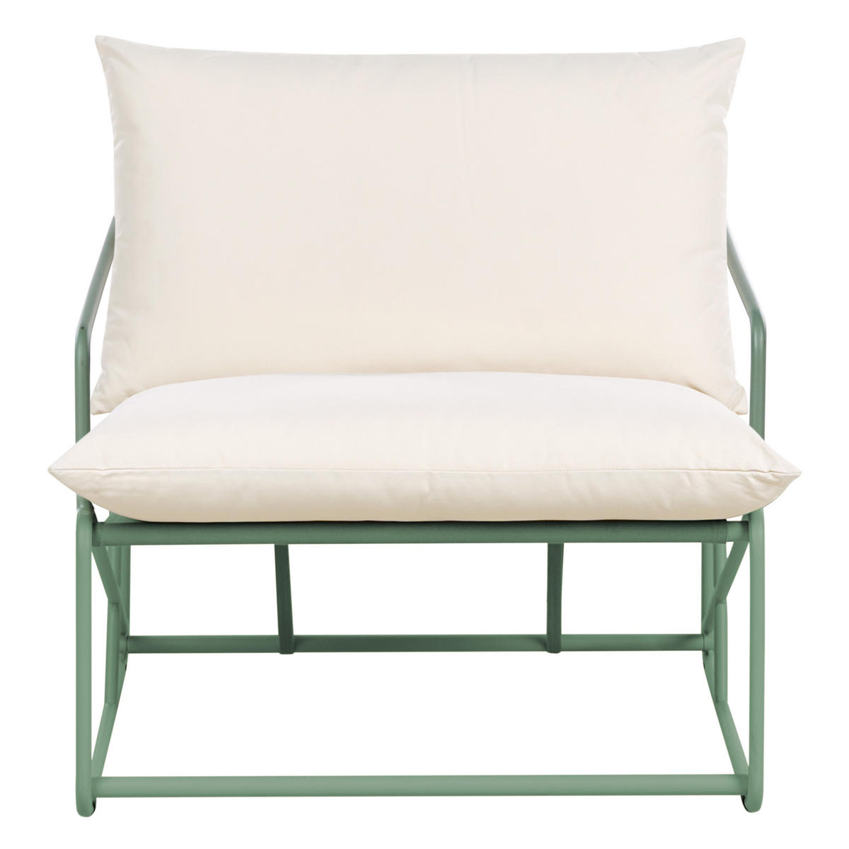 GARTENSTUHL Hellbeige Ponte - Beige/Grün, Metall (80/88/94cm) - Beliani