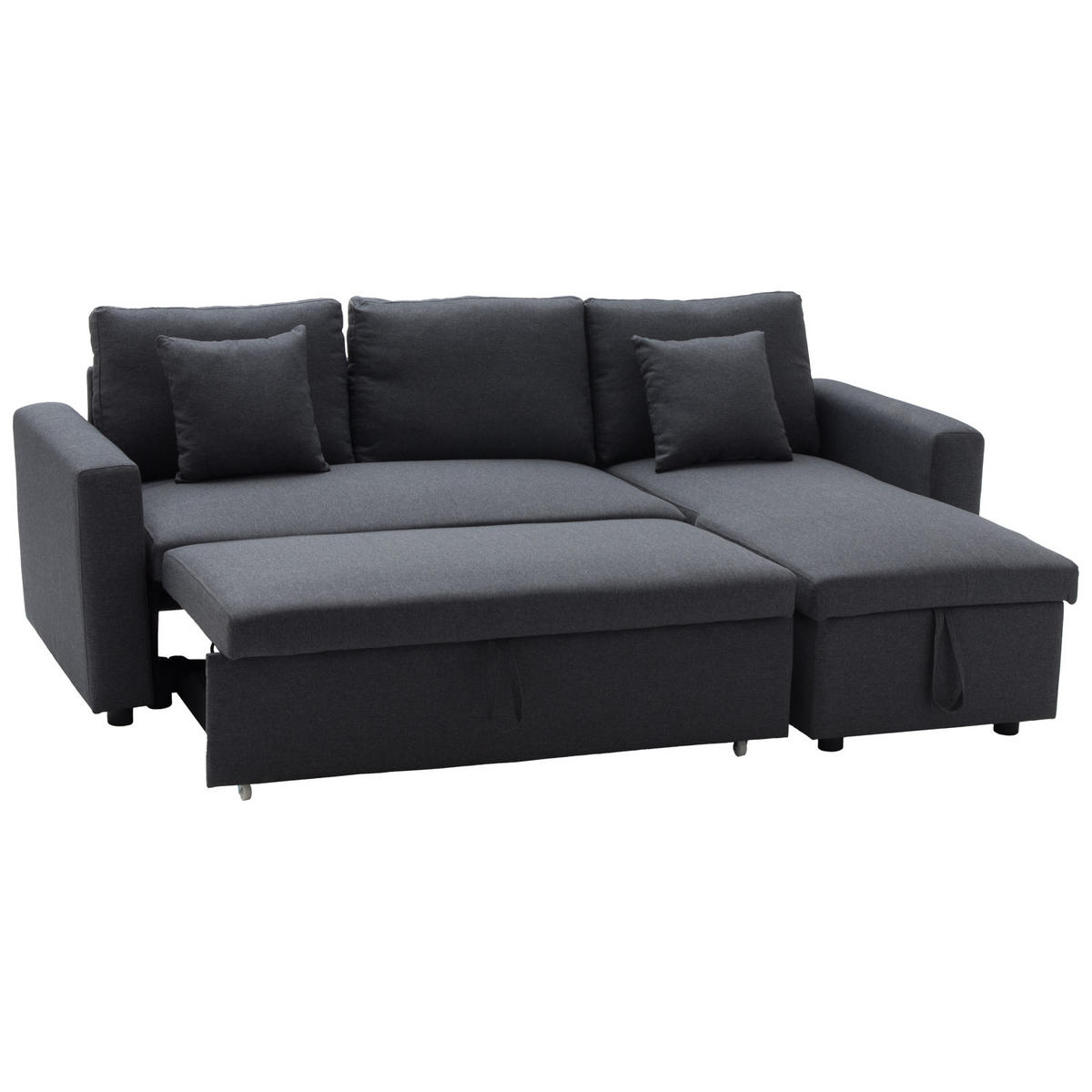 ECKSOFA CLARK Grau meliert 3 Plätze - Grau, Textil (225/146cm) - Happy Garden