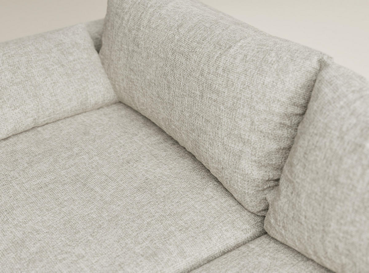 ECKSOFA MIT SCHLAFFUNKTION Leon Beige Chenille-Stoff - Beige/Schwarz, Holz/Holzwerkstoff (239/148cm) - Maison de Reve