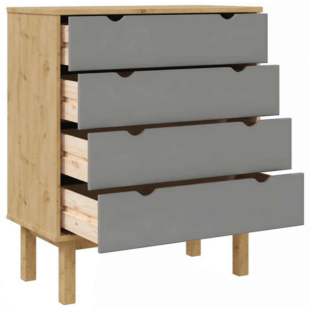 SCHUBLADENSCHRANK Braun&Grau 76,5/39,5/90 Cm Massivholz - Grau, Holz (39.5/90/76.5cm) - vidaXL