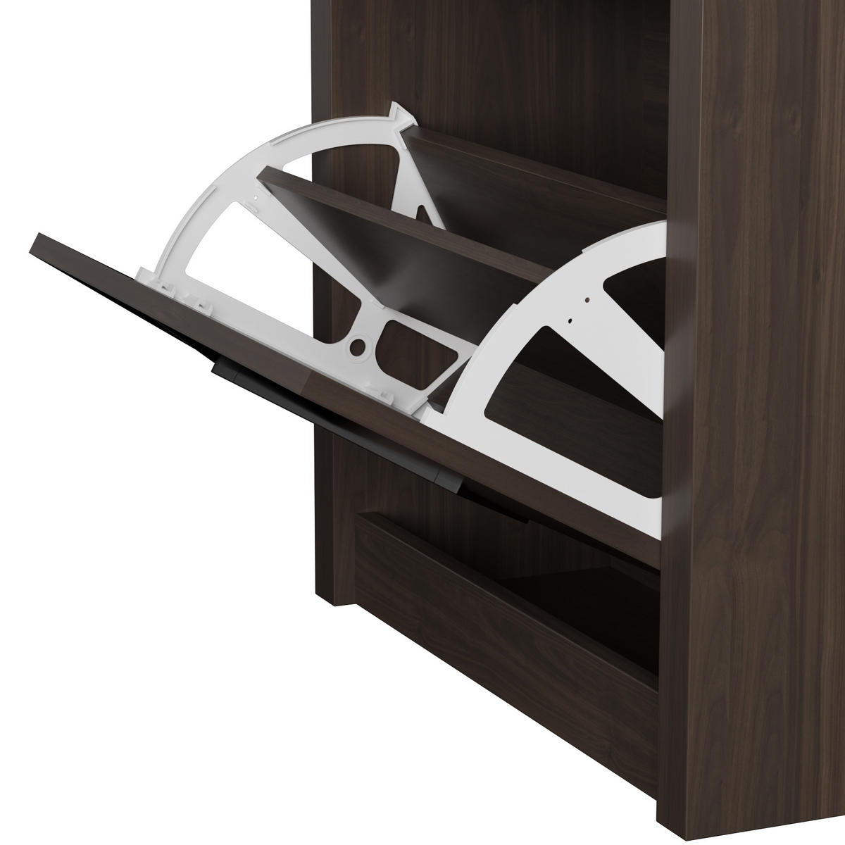 SCHUHSCHRANK aus Spanplatte 54x25x115cm in Naturfarben Dunkelbraun mit 3 Klappfächern - Naturfarben, Holzwerkstoff (54/115/25cm) - Modfu