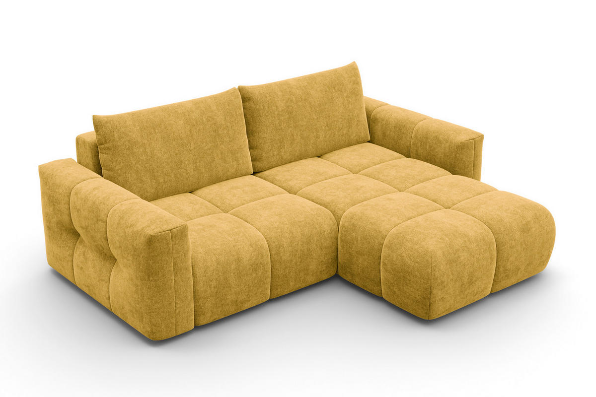 ECKSOFA VERONA 3-Sitzer rechts, Gelb - Gelb/Schwarz, Holz/Textil (224/173cm) - Courtois Laville