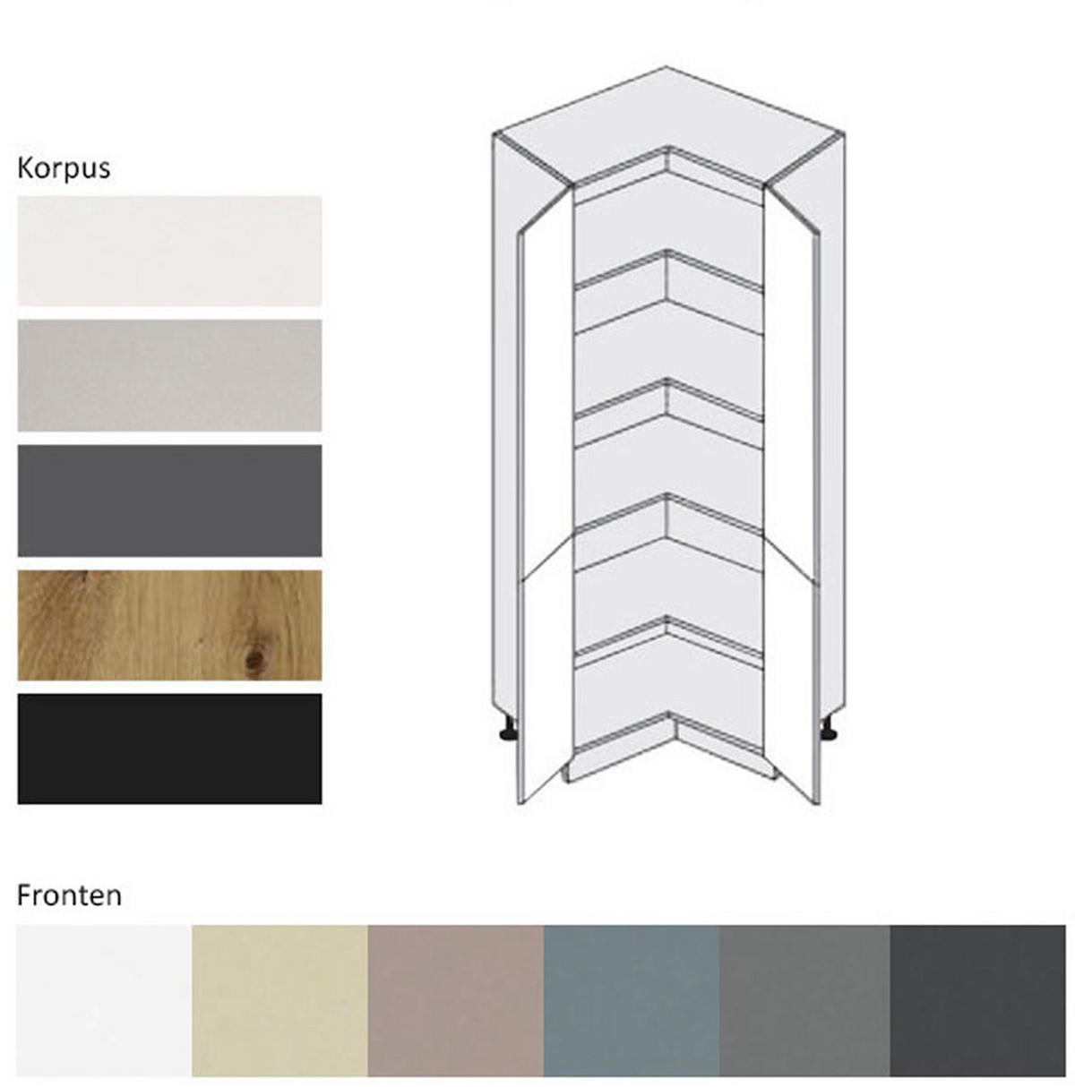 ECKVORRATSSCHRANK Kvantum D24N/207 Weiß / Graphit Matt - Graphitfarben/Weiß, Holz/Holzwerkstoff (90/207/90cm) - Feldmann-Wohnen