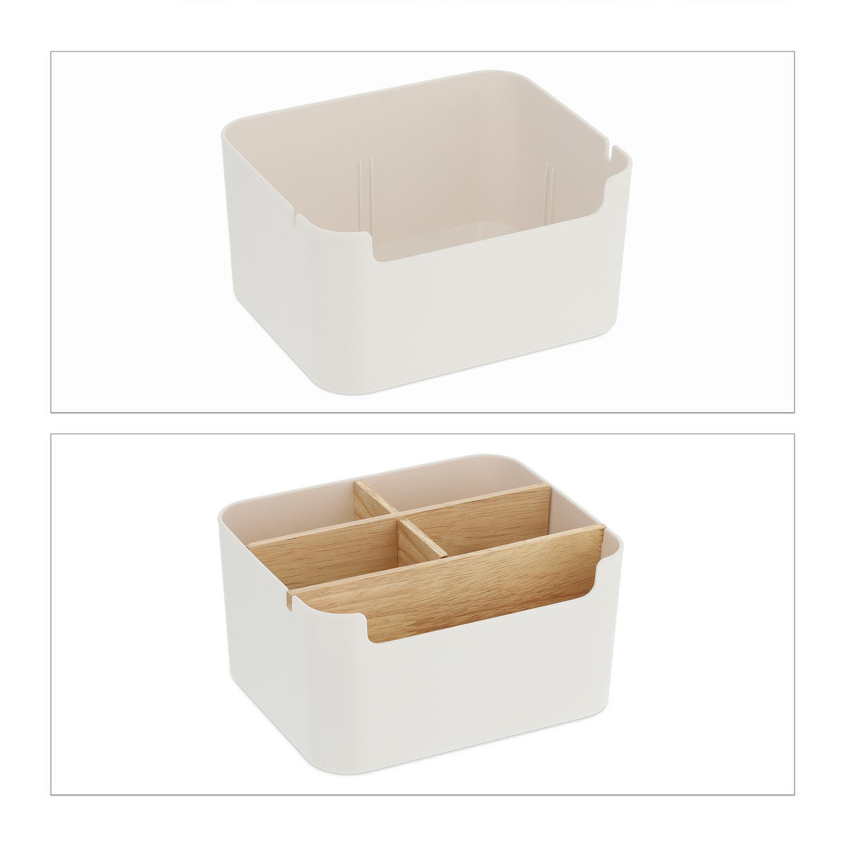 SCHREIBTISCHORGANIZER - Weiß, Holz/Kunststoff (15/18/9.5cm) - Relaxdays