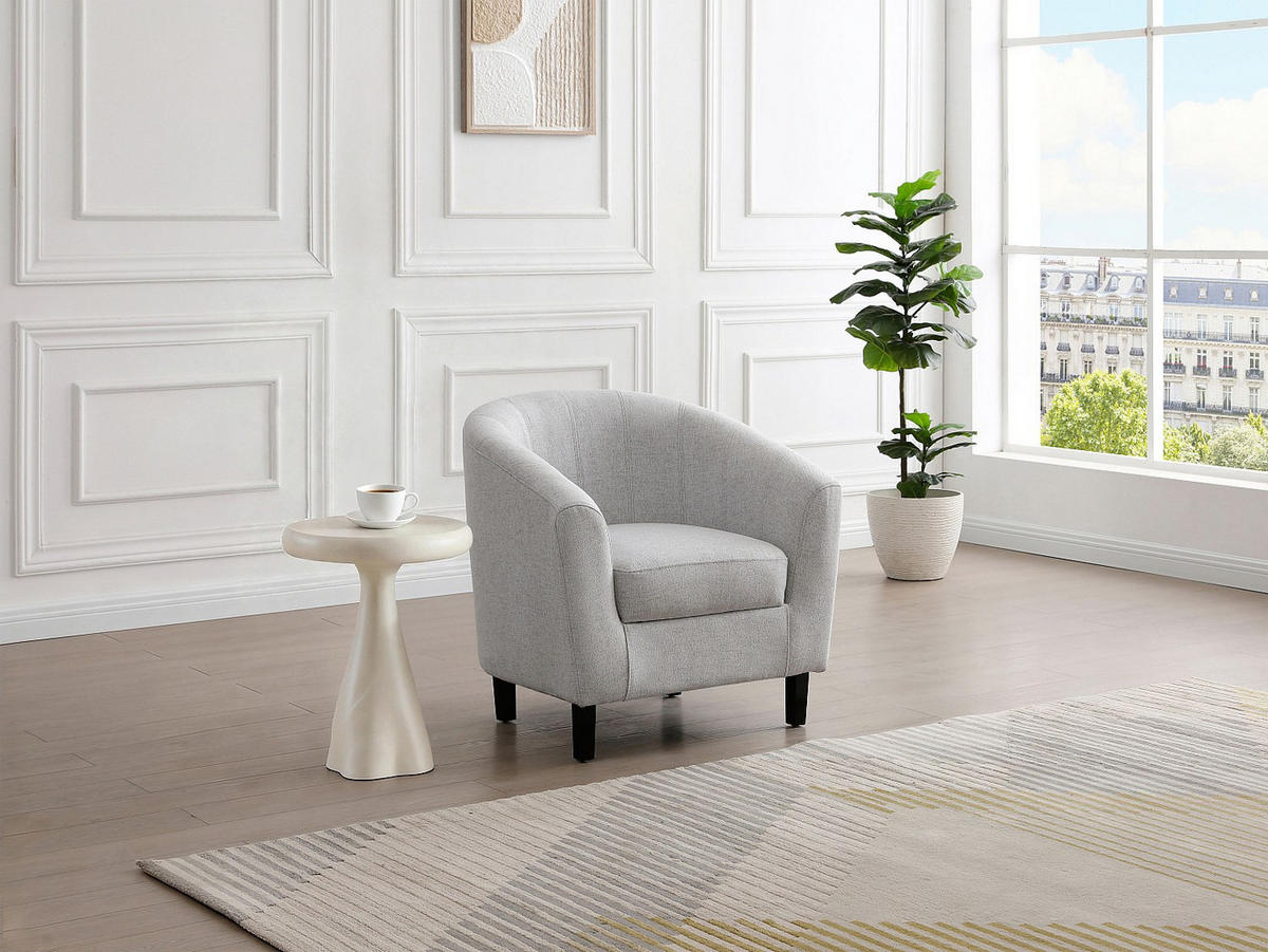 SESSEL mit gerader Rückenlehne - 1 Person - Stoff - Hellgrau - - Hellgrau, Textil (78/76/71cm) - Vente-Unique