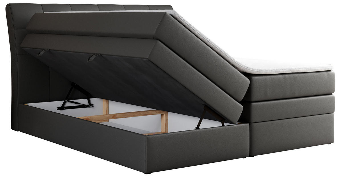 BOXSPRINGBETT GOLD-10 KING 180/200 Dunkelgrau Kunstleder - H3 - Dunkelgrau, Holz/Textil (180/200cm) - MKS