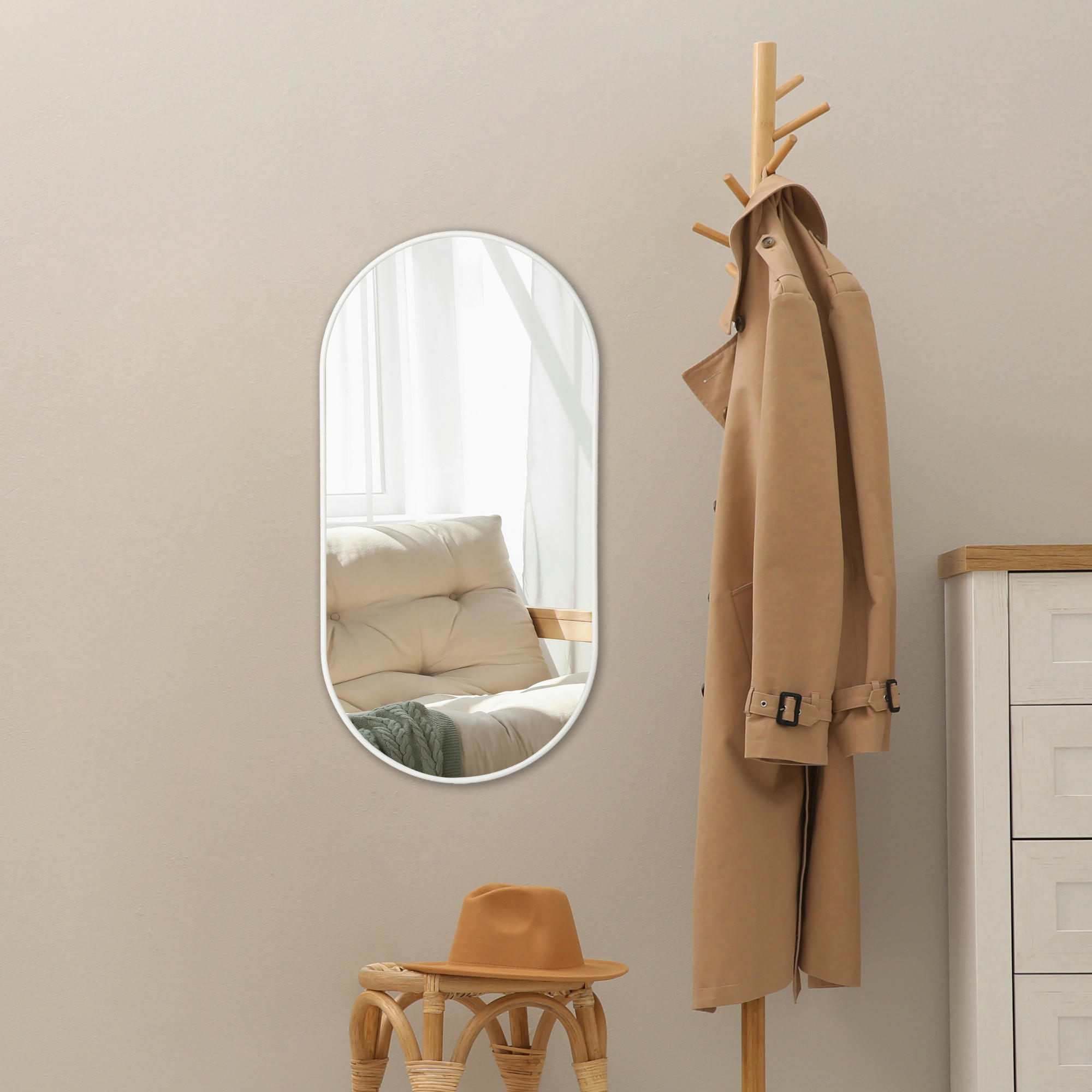 WANDSPIEGEL Picciano - Weiß, Glas/Metall (40/2.8/80cm) - [en.casa]