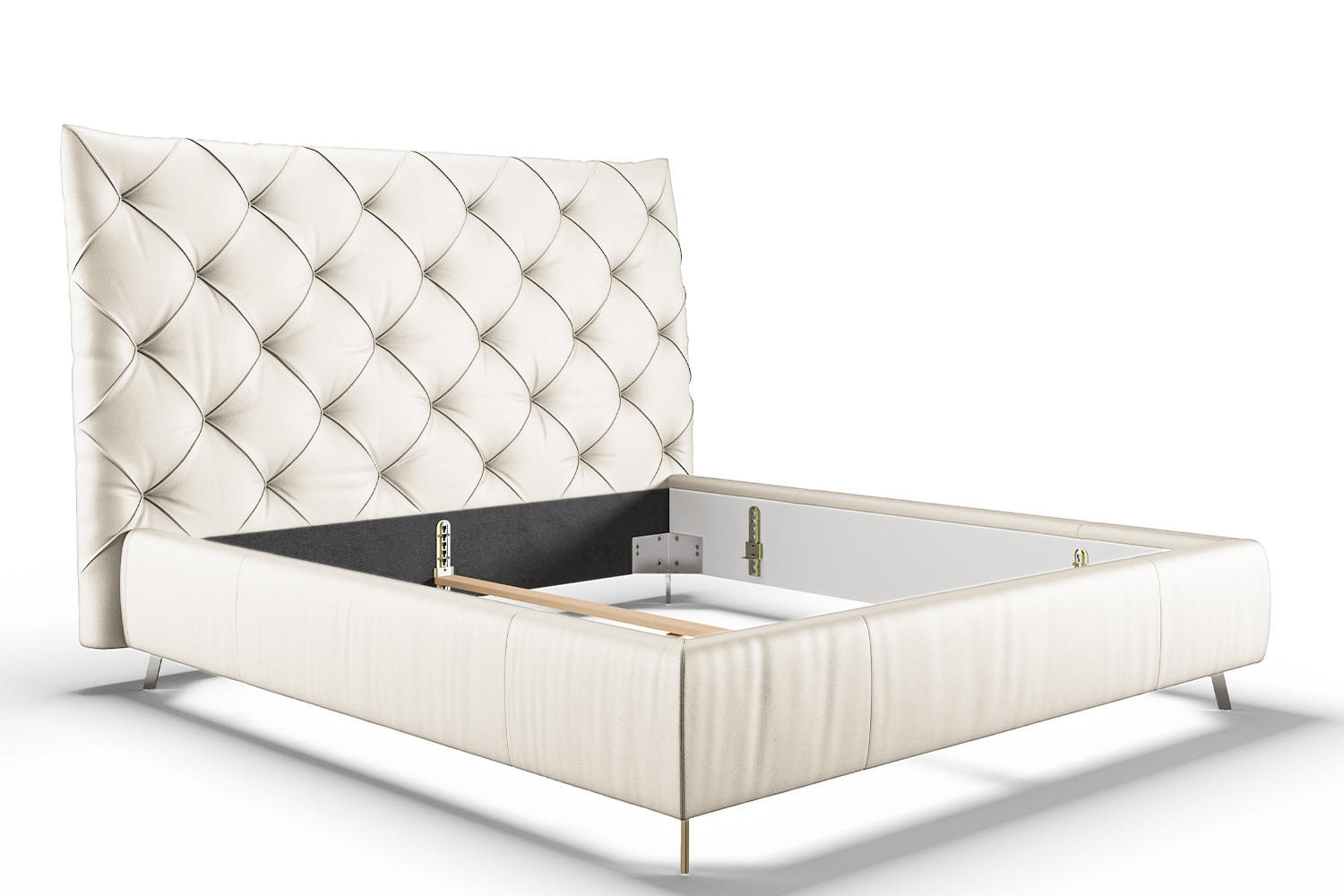 POLSTERBETT ANNY Weiß Massivholz - Weiß, Leder (160/200cm) - KAWOLA