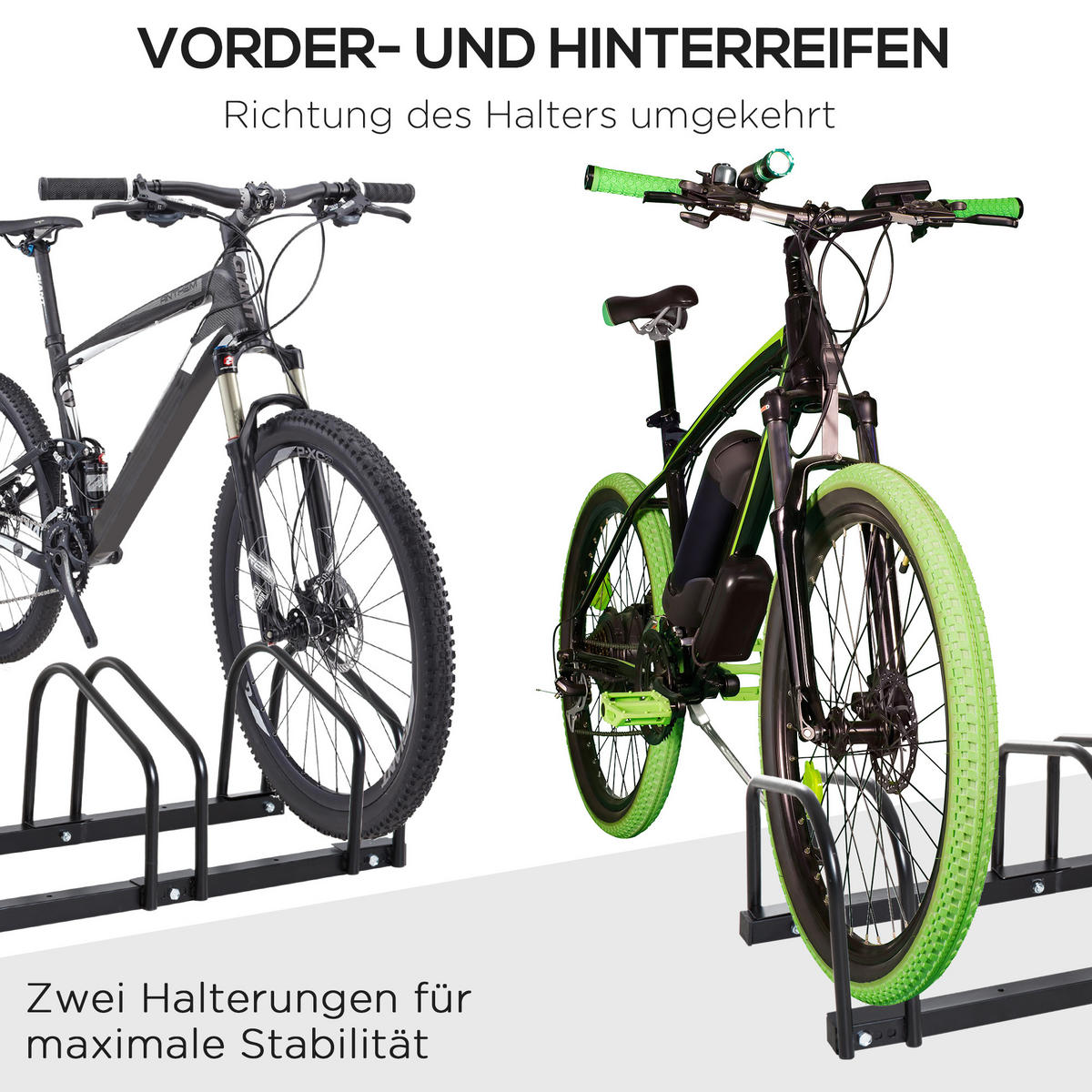 FAHRRADSTÄNDER, Stahl, Schwarz, 179L x 33B x 27H cm - Schwarz, Metall (33/27/179cm) - HOMCOM