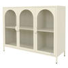 VITRINENSCHRANK aus Stahl 120x93x40 cm Creme mit 3 Türen - Creme, Metall (120/93/40cm) - ML-DESIGN