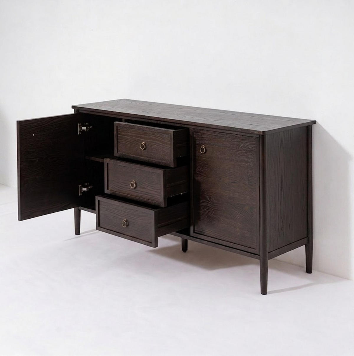 SIDEBOARD Rose, Eichenholz und Eichenfurnier, Espresso - Braun, Holz (150/80/45cm) - WOODEK