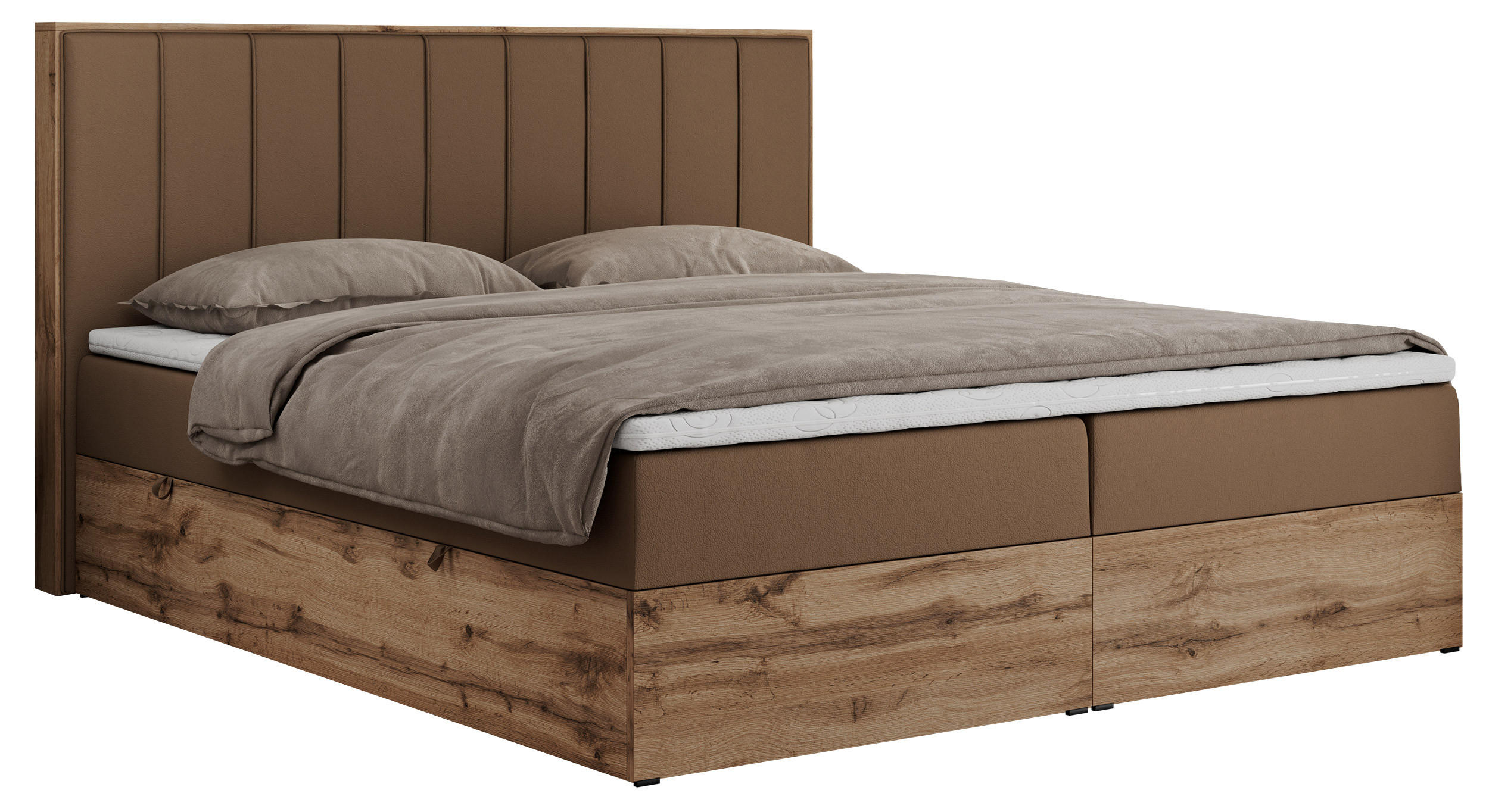 BOXBETT BELLISSIMO 200/200 Braun Kunstleder - H3 - Braun, Holz/Textil (200/200cm) - MKS