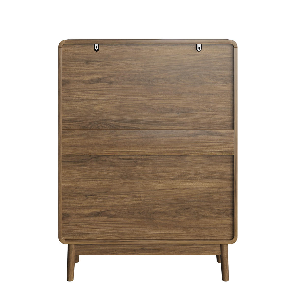 SCHUHSCHRANK Walnuss Mid-Century 60cm mit 2 Klappfächern & Regal - Walnussfarben, Holzwerkstoff (60/95/24cm) - Urban Meuble