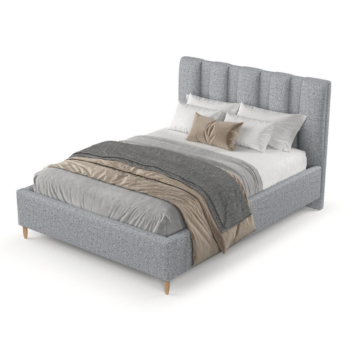 POLSTERBETT Loom 140/200 cm Grau im Riva Stoff - Naturfarben/Grau, Holz/Holzwerkstoff (140/200cm) - AltaBeds