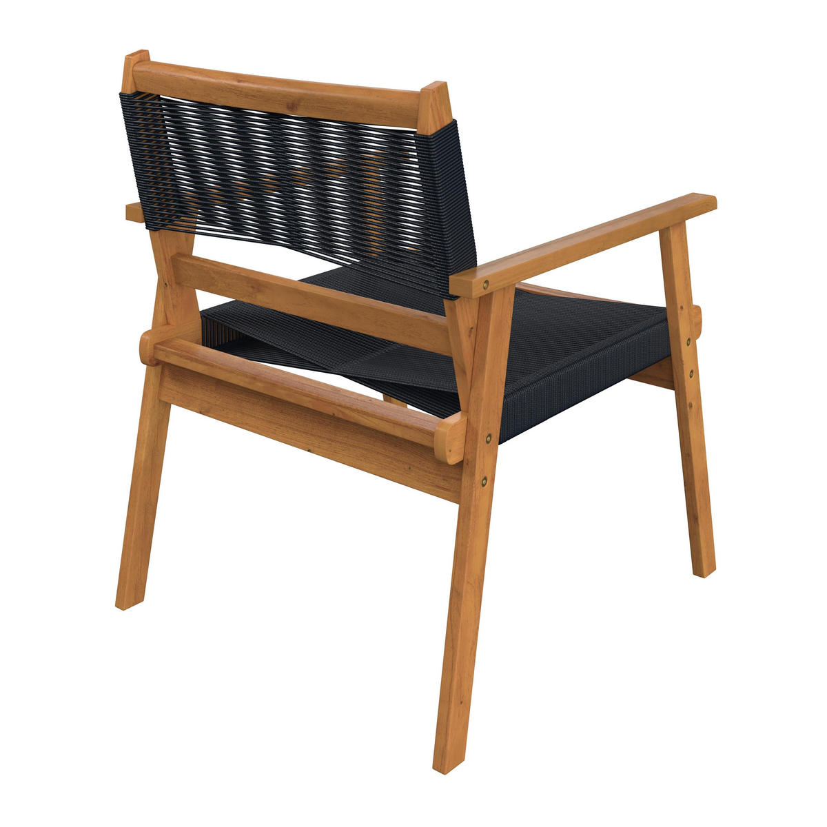 LOUNGEGARNITUR Enrica Schwarz/Akazie Rope - Schwarz, Holz - Bessagi Garden