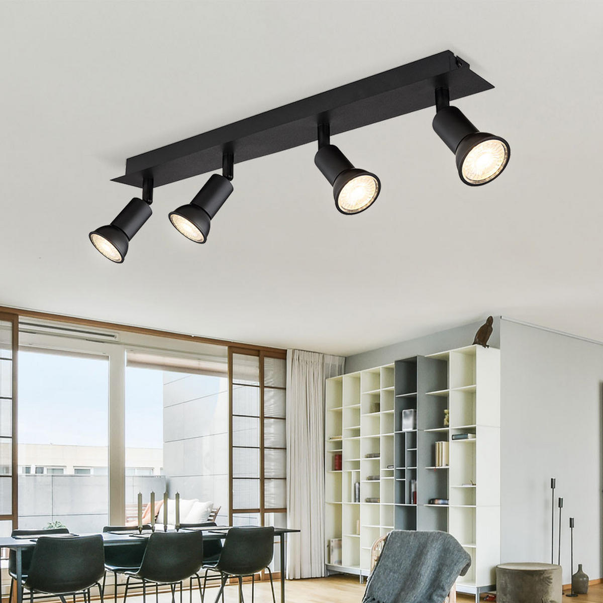 LED DECKENLEUCHTE Drew Metall Schwarz - Schwarz, Metall (50/6/9cm) - Globo Lighting