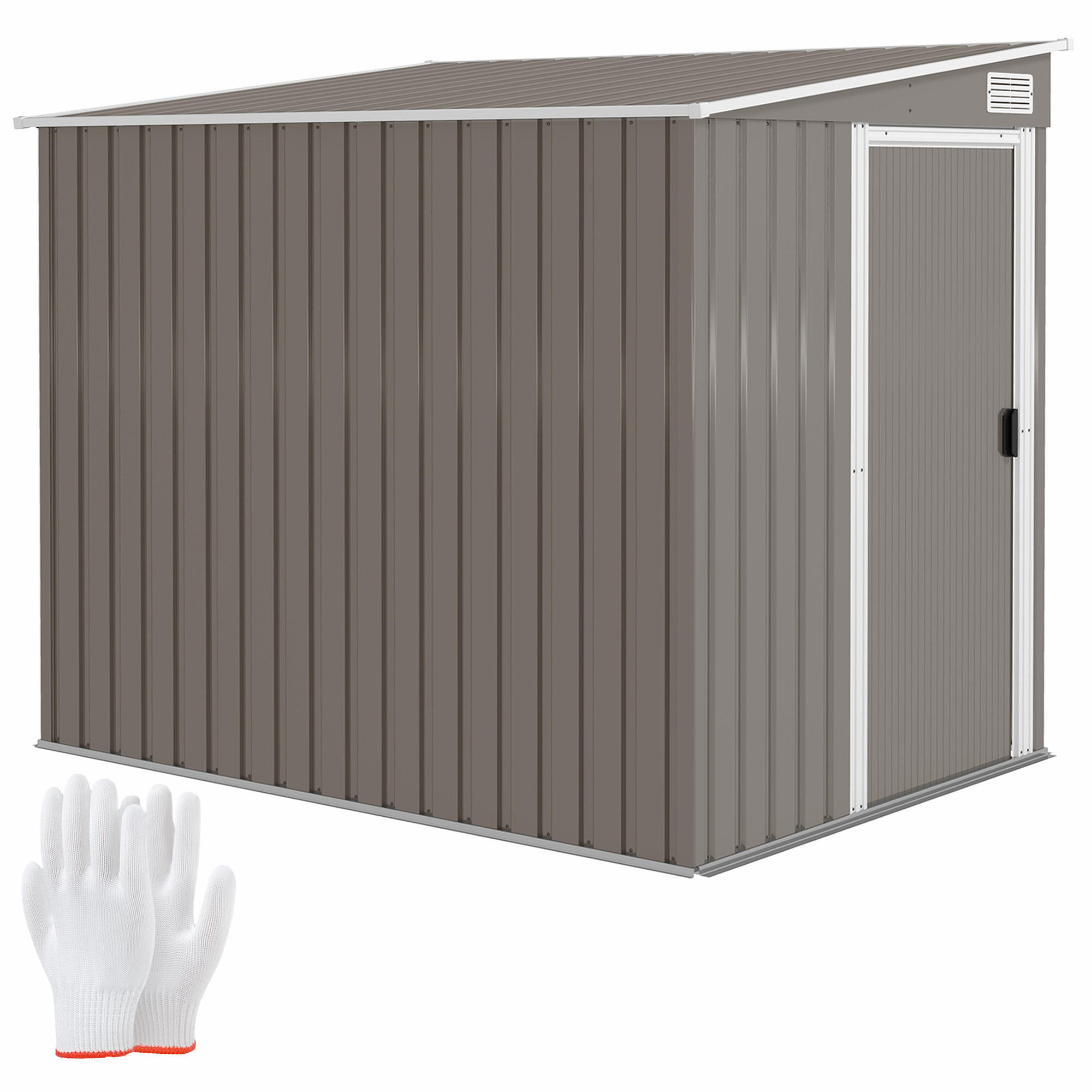 GERÄTEHAUS DE-08129 mit Pultdach & Schiebetür - Hellgrau, Metall (206.5/181/154cm) - ComfortXL