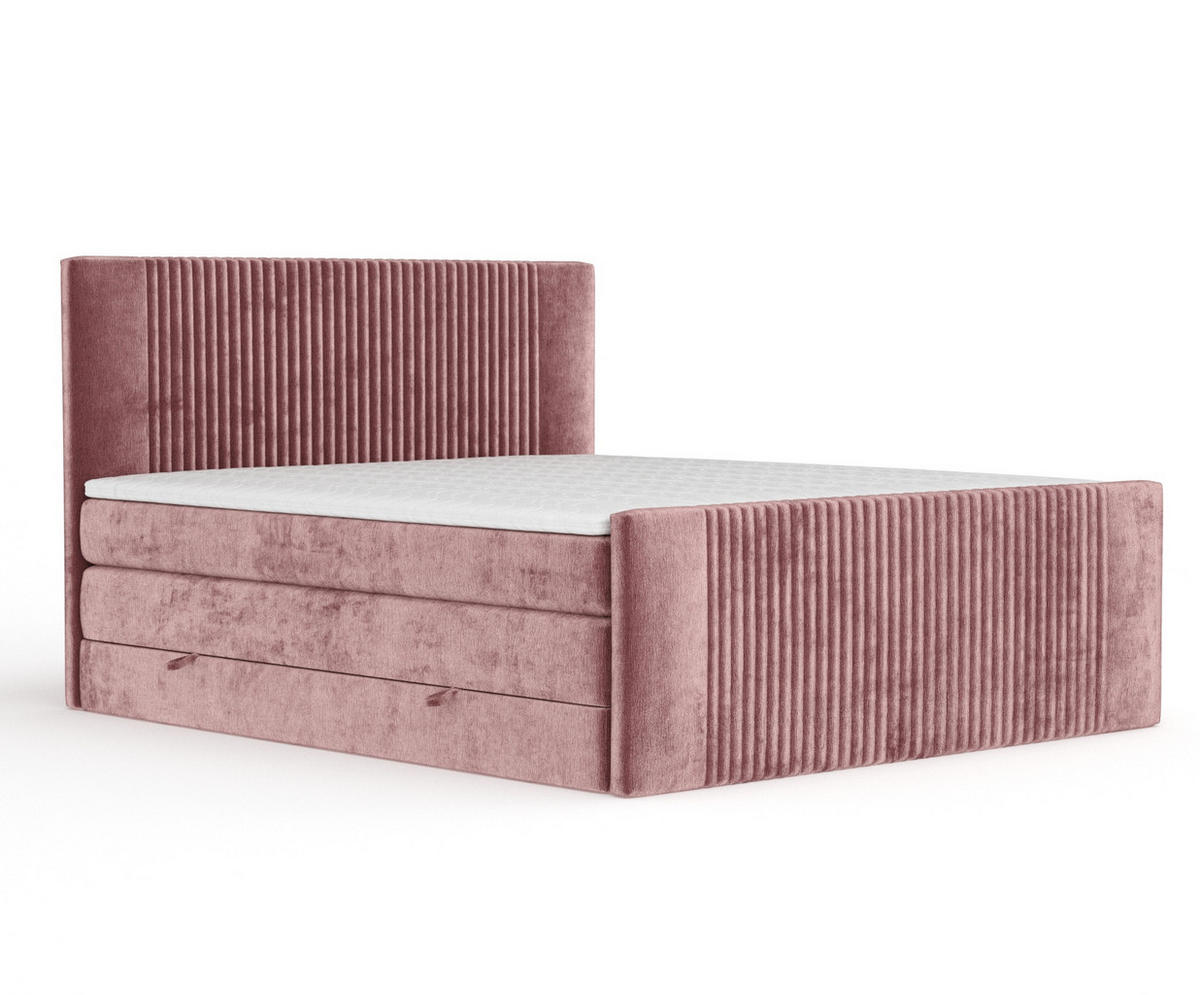 BOXSPRINGBETT Bergamo Rosa 180/200 cm - Schwarz/Rosa, Holz/Holzwerkstoff (180/200cm) - Maison de Reve