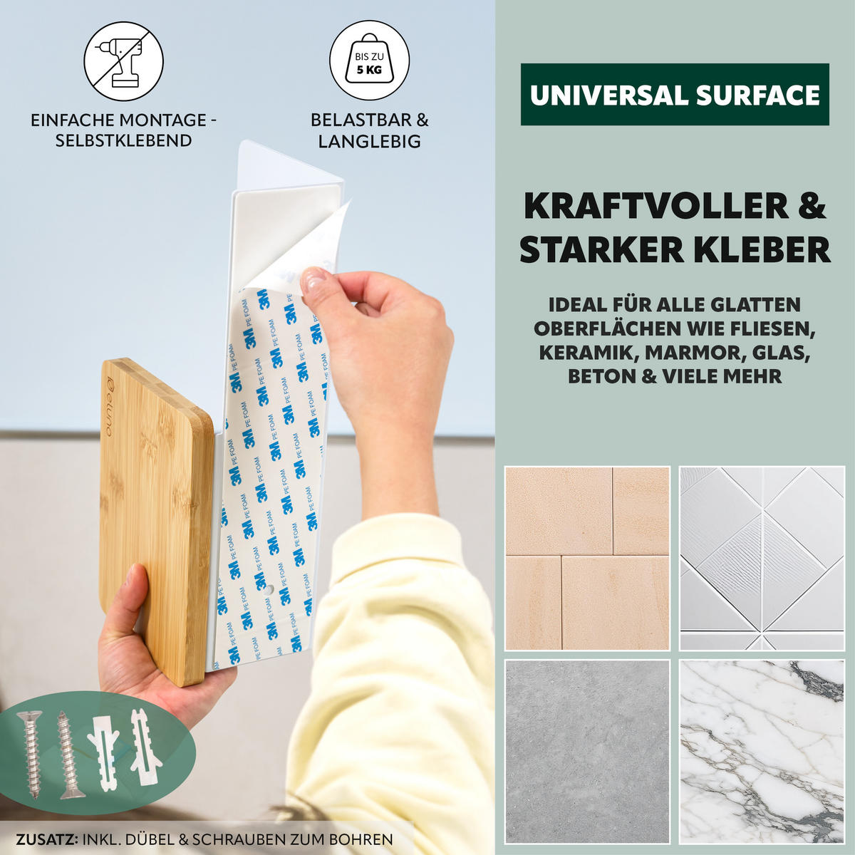 TOILETTENPAPIERHALTER VARAZ mit 2 Ablagen, Metall und Bambus - Weiß, Metall (31.5/9.5/13cm) - eluno