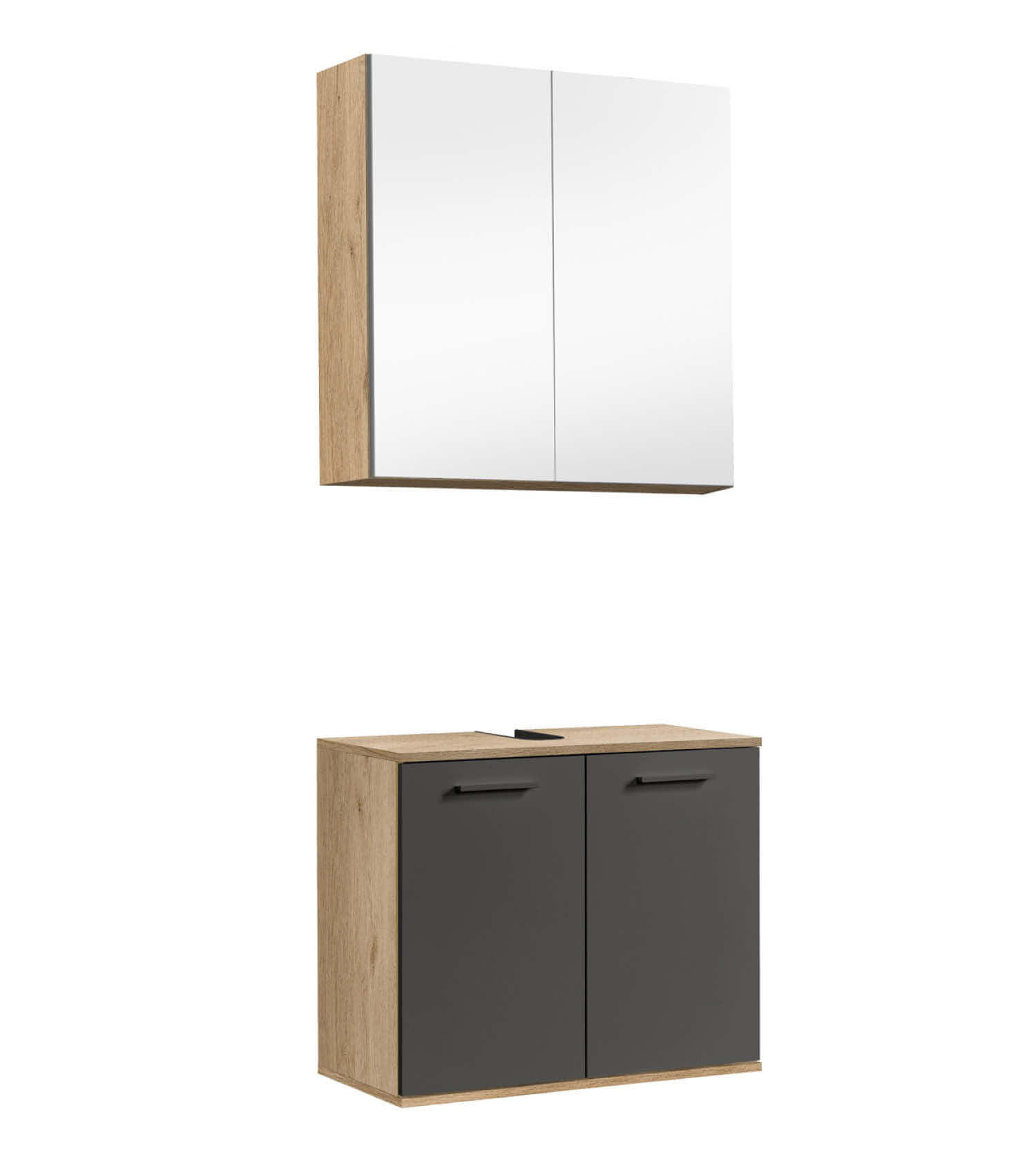 BADMÖBEL-SET 2-teilig Der Steuermann - Anthrazit, Holzwerkstoff (70/131/34cm) - Mokebo