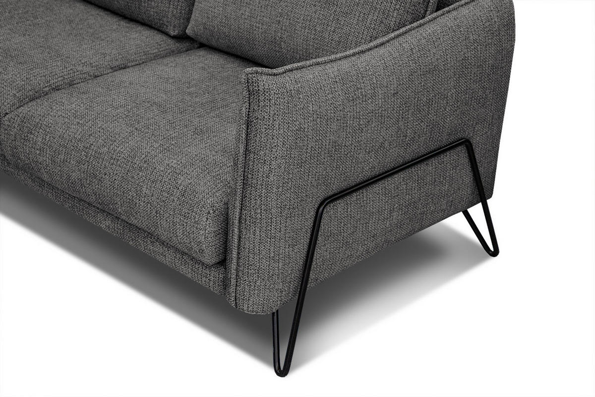 ECKSOFA HOSTEN 4-Sitzer, anthrazit - Anthrazit/Schwarz, Holzwerkstoff/Textil (269/158cm) - Courtois Laville