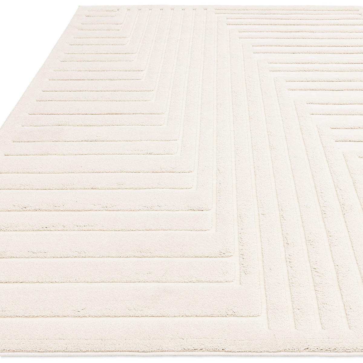 TEPPICH Struktur 3D hoch-tief geometrisch weich pflegeleicht EDEN-Lazonby, Elfenbein 120x170 cm - Champagner, Textil (120/170cm) - KADIMA DESIGN