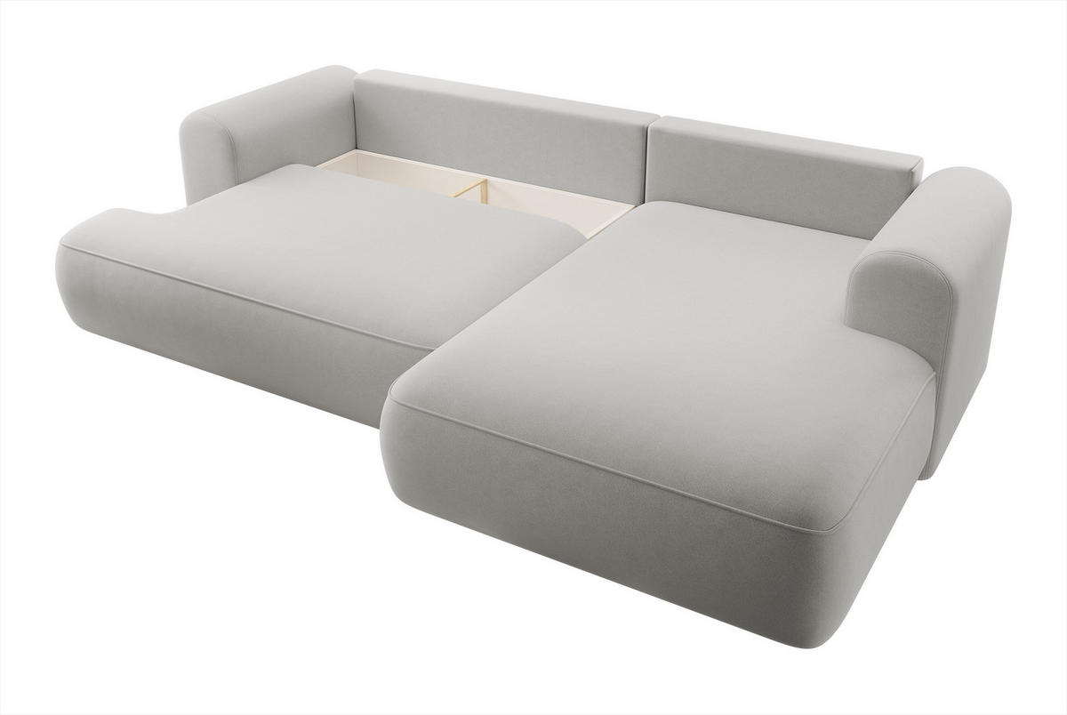 ECKSOFA Ovo Grau Velours - Schwarz/Grau, Kunststoff/Textil (260/165cm) - Selsey