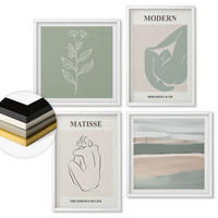 WANDBILDER 4er-Set - 50x50 cm & 40x60 cm Weißer Rahmen - Abstrakte Pflanzenformen - Weiß, Kunststoff (50/50cm) - ArtPrintCave