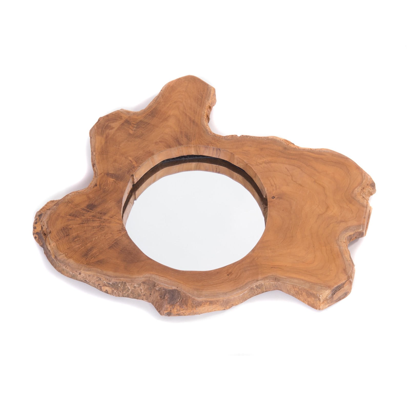 WANDSPIEGEL Tiko Teakholz Wurzel, rund, Unikat naturfarben - Naturfarben, Holz (40/35/4cm) - DESIGN DELIGHTS