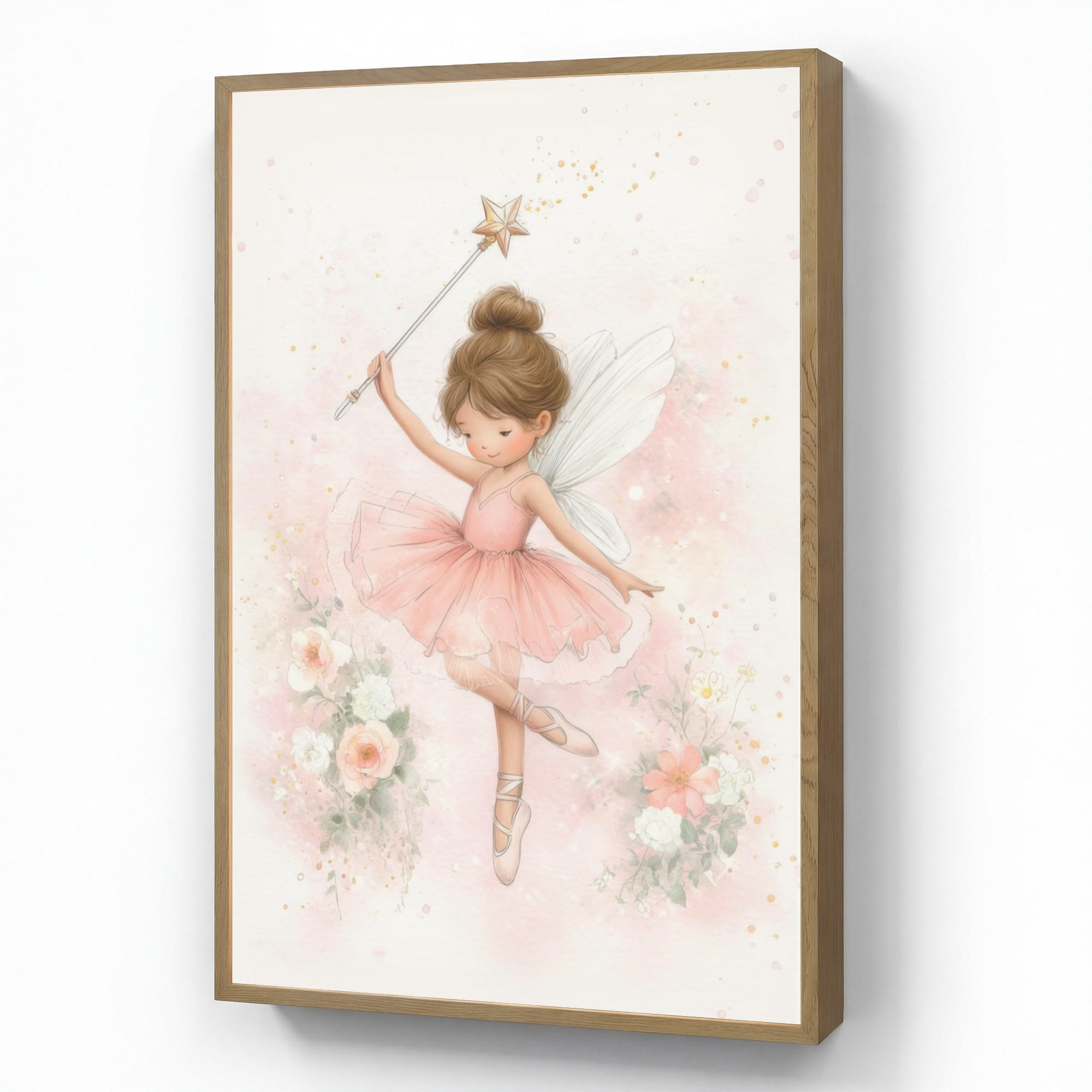OnlyWow NÁSTĚNNÁ LAMPA S AKUMULÁTOREM Baletka - Víla - Květiny - Růžová 70x100 cm