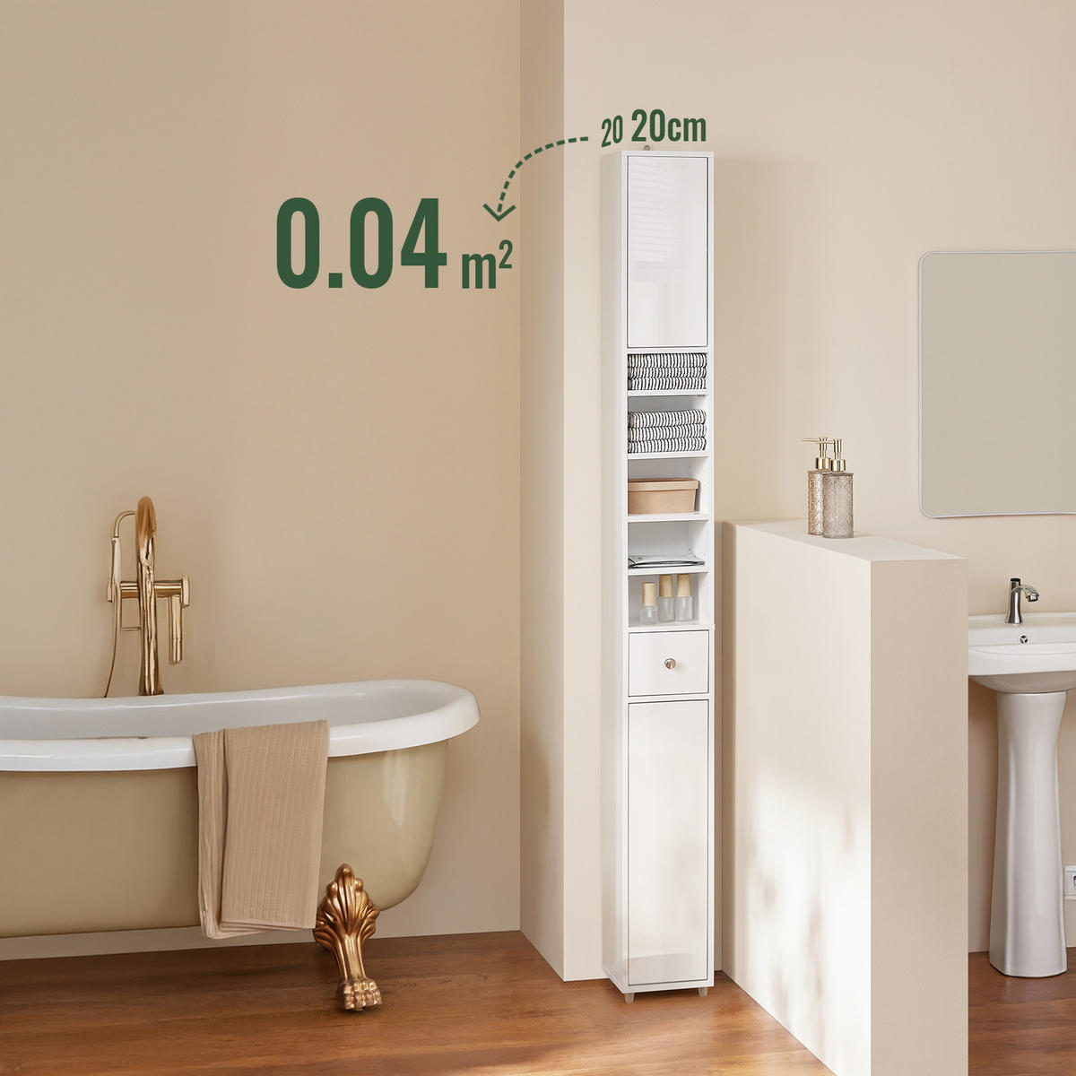 HOCHSCHRANK Weiß - Weiß, Holzwerkstoff (20/180/20cm) - SoBuy