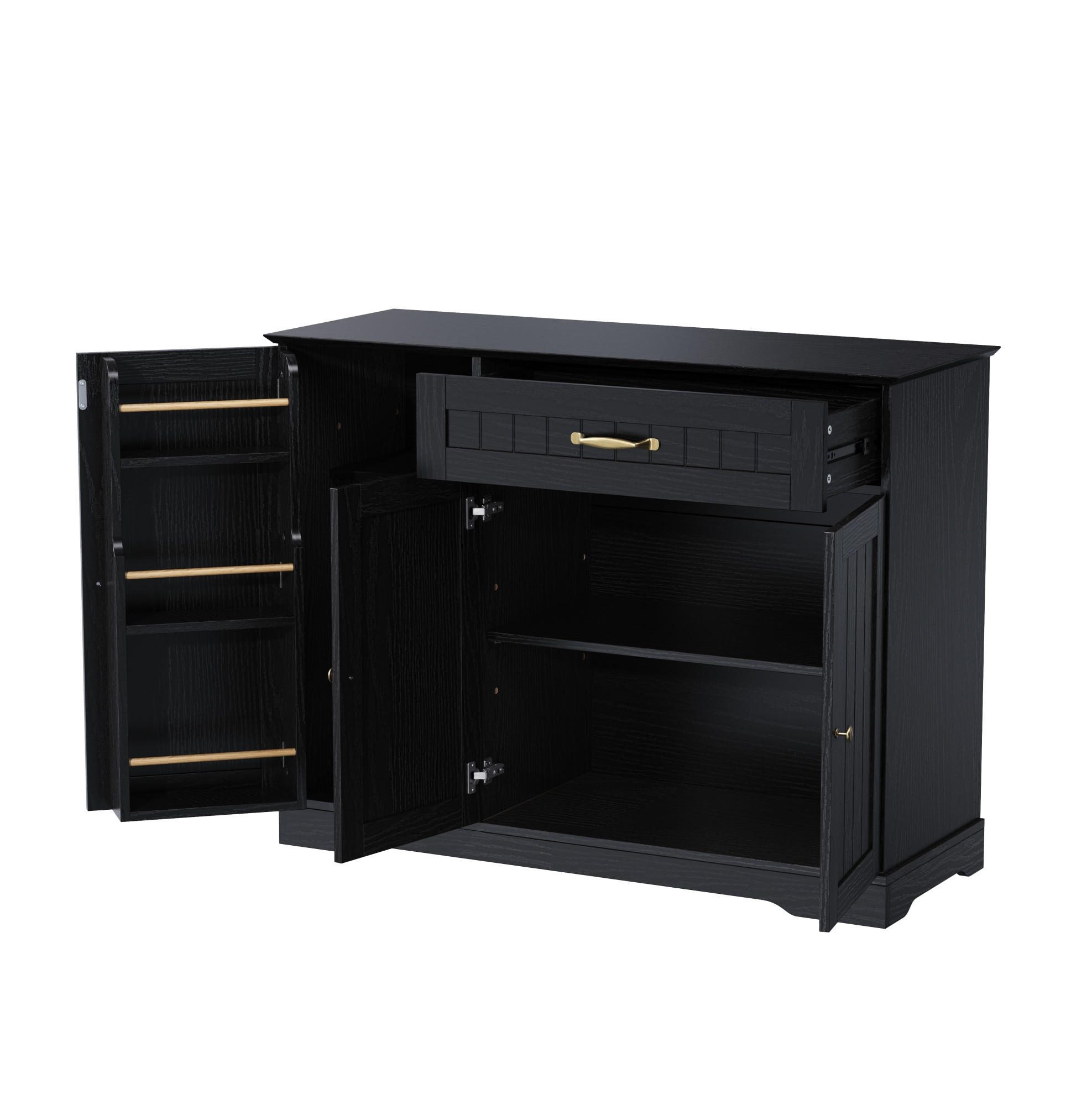 SIDEBOARD 107/40/83 cm schwarz aus MDF mit 3 Türen und Schublade - Schwarz, Holzwerkstoff (107/83.4/40cm) - OKWISH