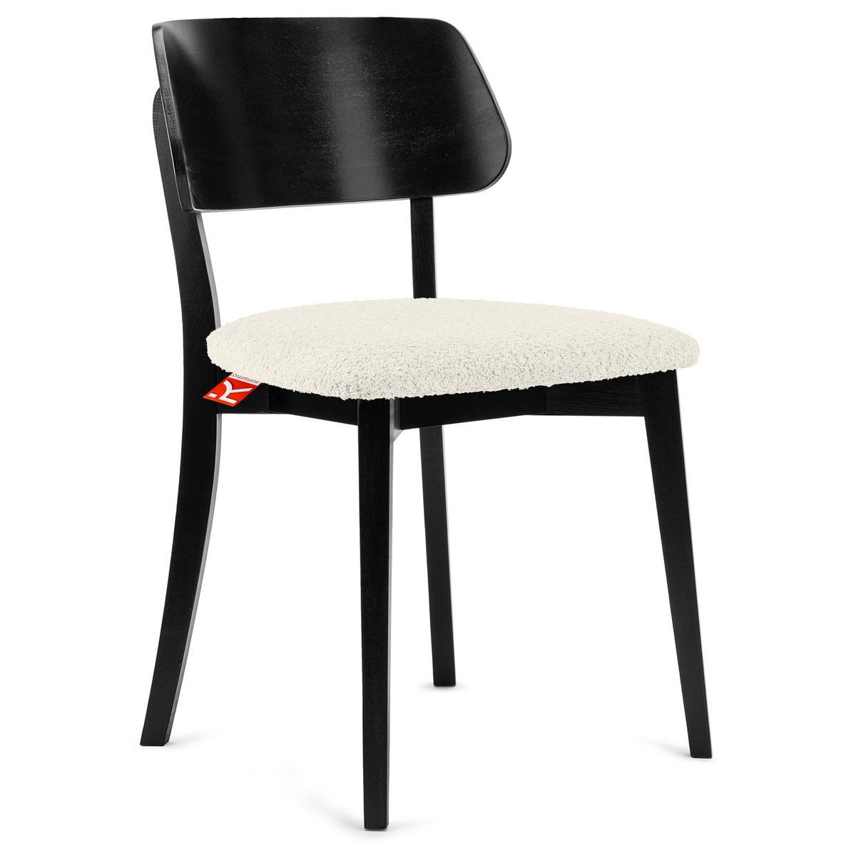 HOLZSTUHL VINIS Esszimmerstuhl, 2-er Set, Bouclé - Schwarz/Weiß, Holz/Textil (47/80.5/45cm) - KONSIMO®