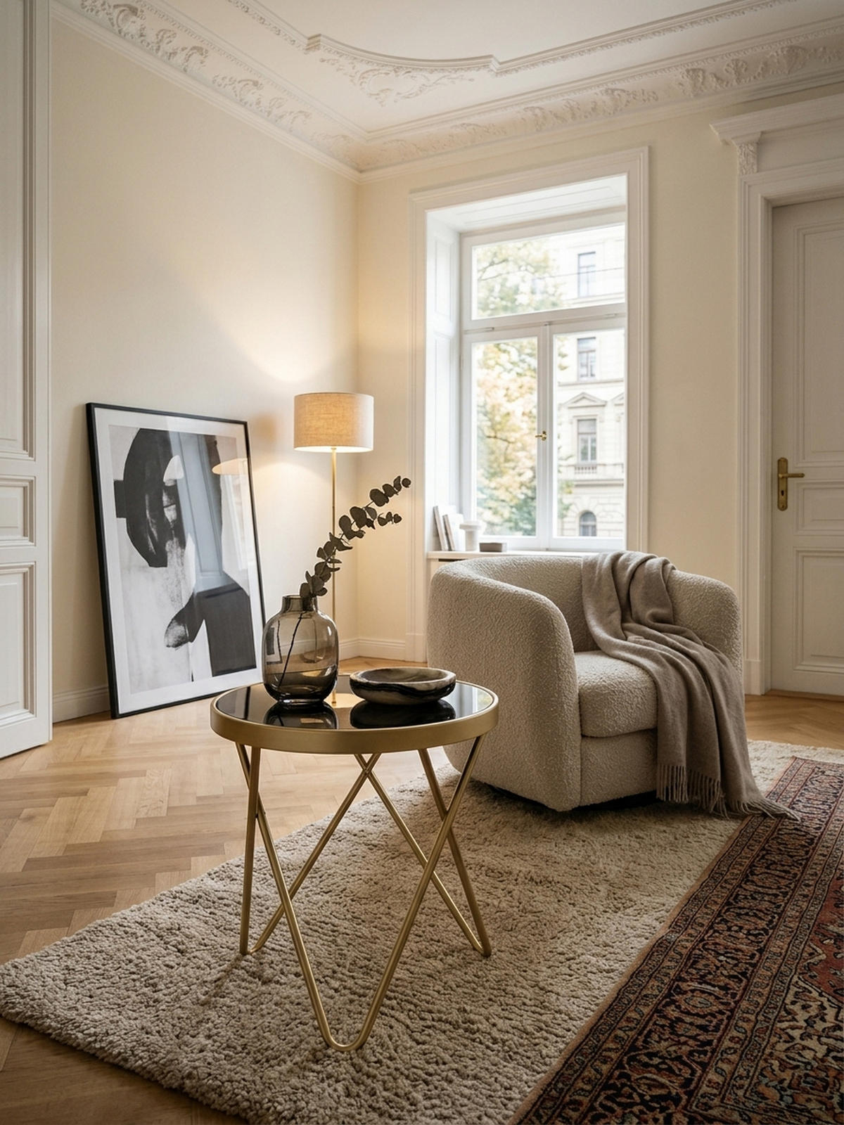 BEISTELLTISCH Glas Kupfer V-Gestell 70er-Jahre Design, Gold 42x42x46 cm - Goldfarben, Glas/Metall (42/42/46cm) - KADIMA DESIGN