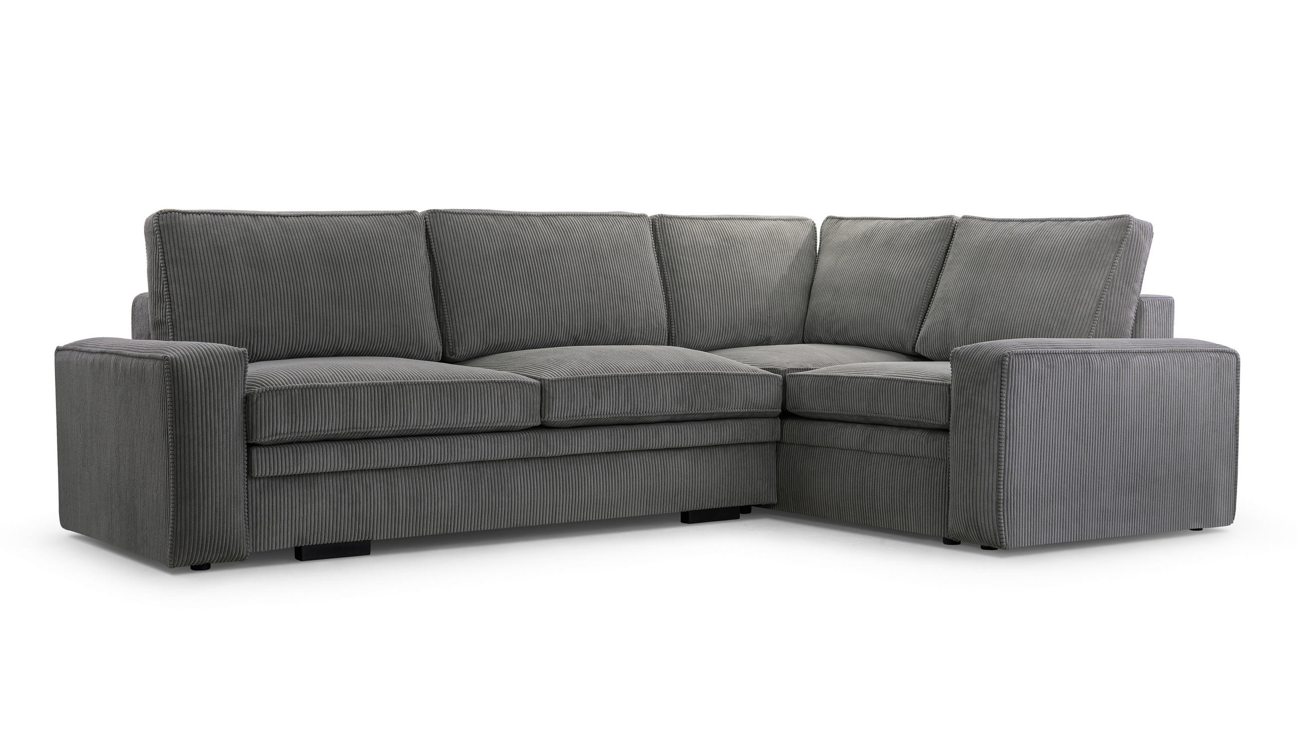ECKSOFA L Form Treville DunkelGrau 296/196/94 cm – Rechts, mit Bettkasten und Schlaffunktion - Dunkelgrau/Schwarz, Kunststoff/Textil (296/196cm) - AX Living
