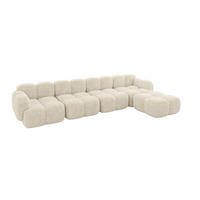 ECKSOFA modulares Sofa Rechts Miko-L3 390x205x75 Creme Velours - Creme/Schwarz, Holzwerkstoff/Kunststoff (390/205cm) - ALTDECOR