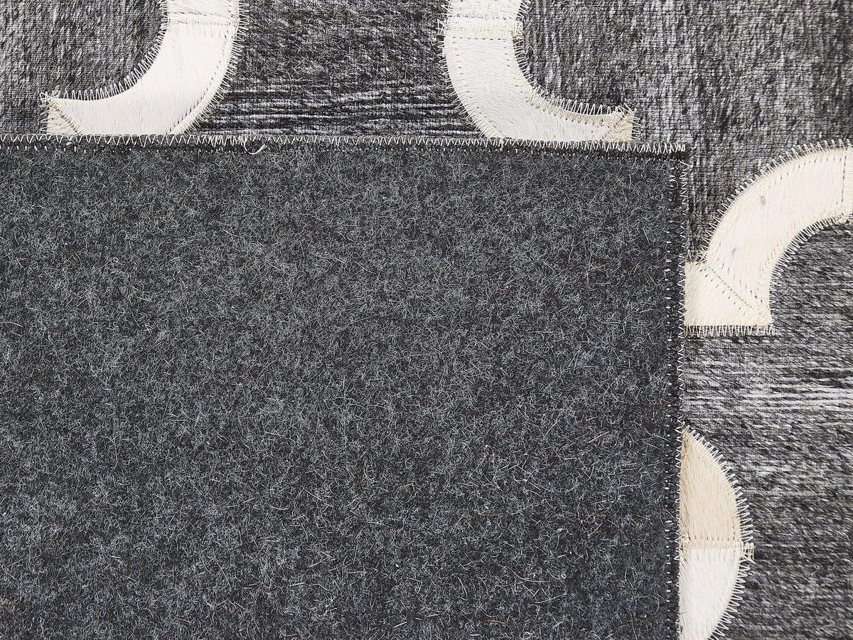 PATCHWORK-TEPPICH Yedisu 200/140 cm - Grau, Fell (140/200cm) - Beliani