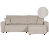 2-SITZER-ECKSOFA Cord beige rechtsseitig mit Schlaffunktion Abacka - Beige/Schwarz, Textil (247/147cm) - Beliani