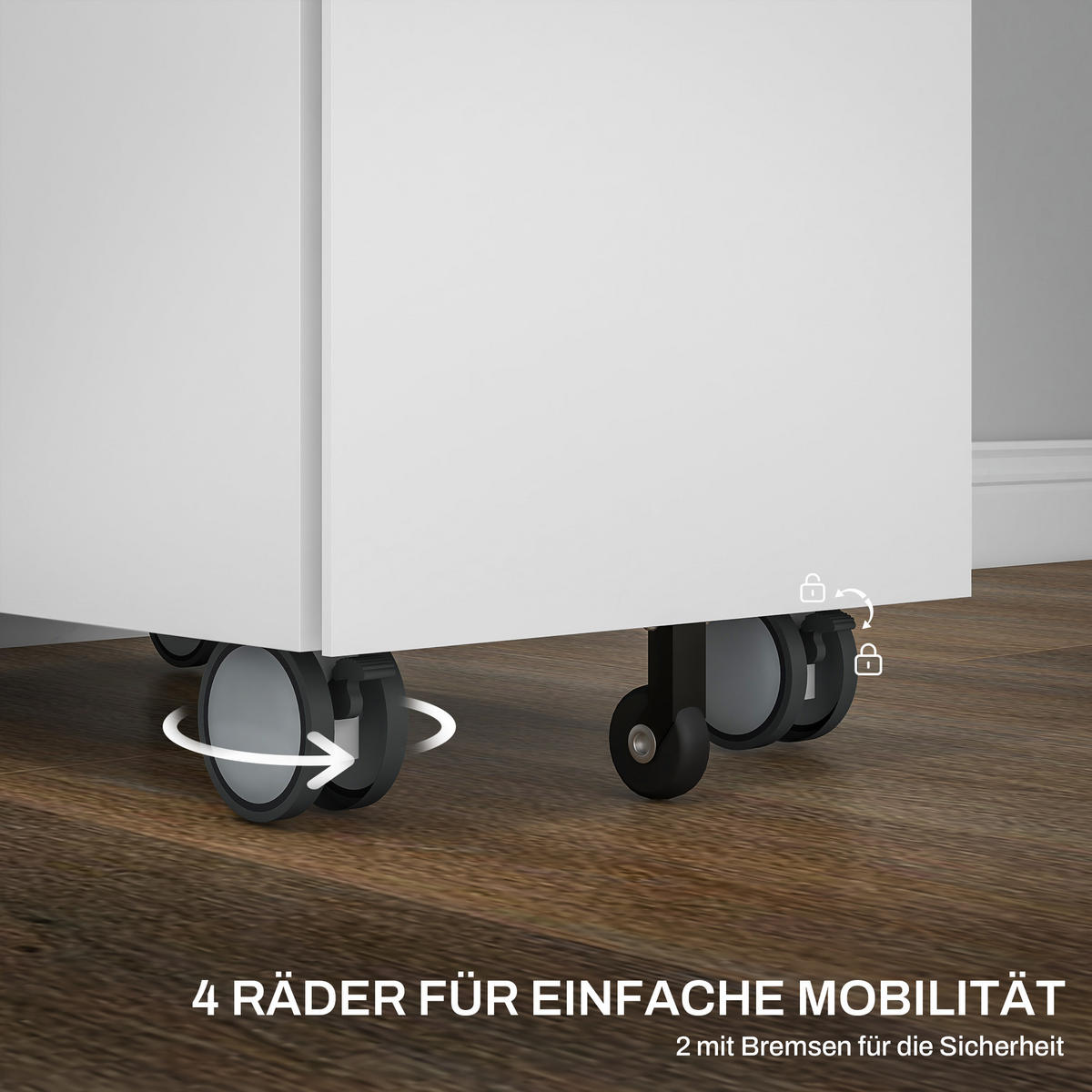 ROLLHOCKER - Weiß, Metall (50/53.5/30cm) - HOMCOM