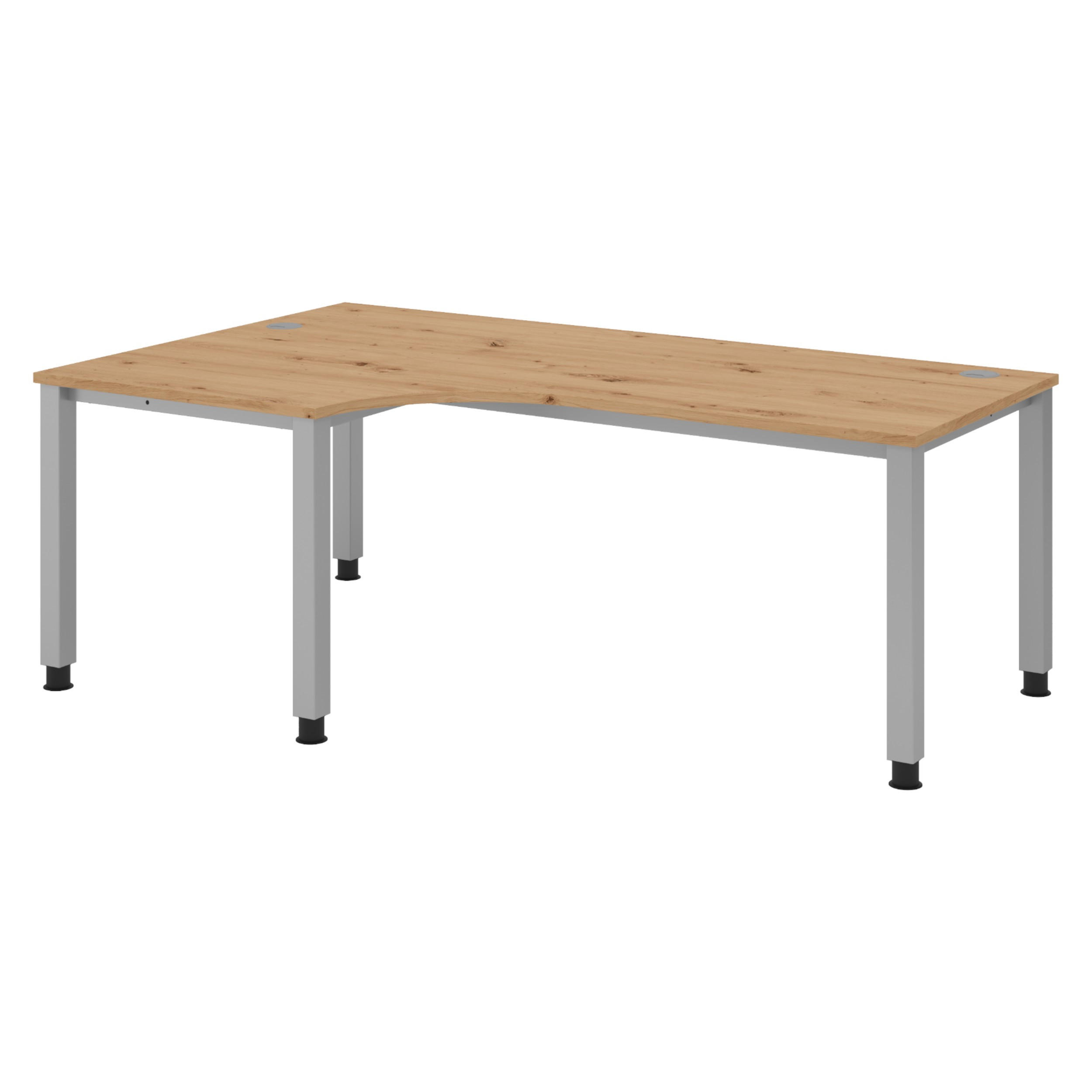 SCHREIBTISCH Serie-Q Gestell: Silber 120/200/74 cm in Wildeiche - Wildeiche, Holzwerkstoff (120/200/74cm) - bümö