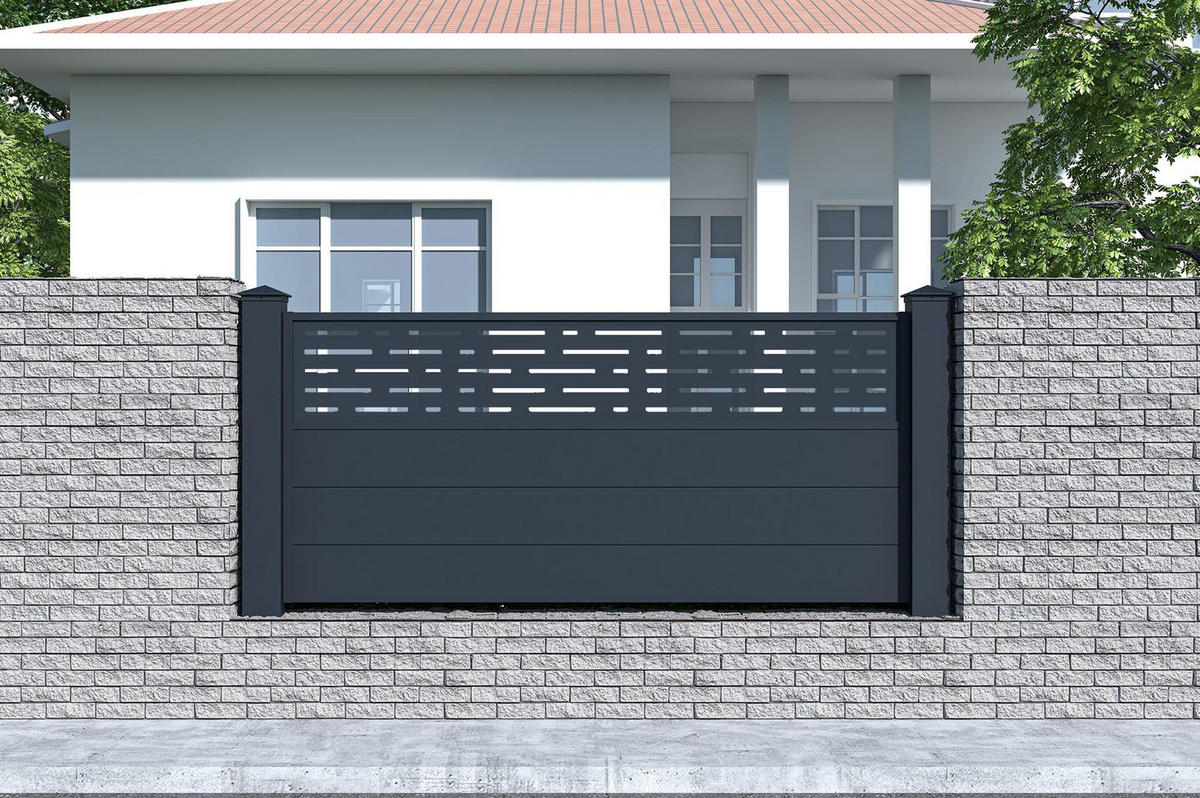 VORGARTENZAUN Arlberg grau 1,9m H.90cm aluminium - Grau, Metall (189/89cm) - Casanoov